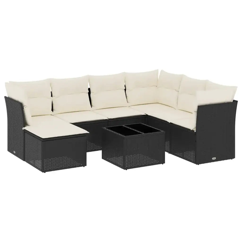 Set Divani da Giardino con Cuscini 8 pz Nero in Polyrattan - homemem39