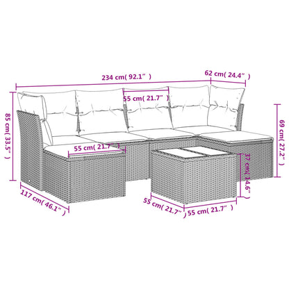 Set Divani da Giardino 7 pz con Cuscini Beige in Polyrattan | homemem39