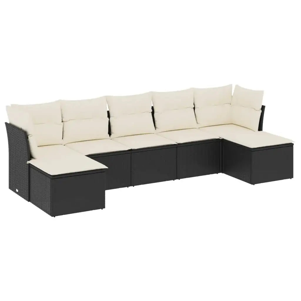 Set Divani da Giardino con Cuscini 7pz Nero Polyrattan - homemem39