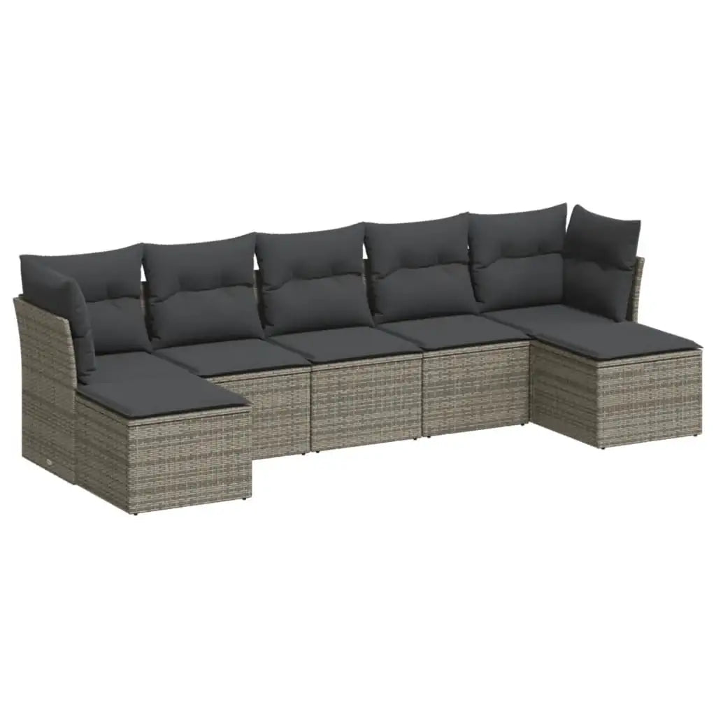 Set Divani da Giardino 7 pz con Cuscini Grigio in Polyrattan - homemem39