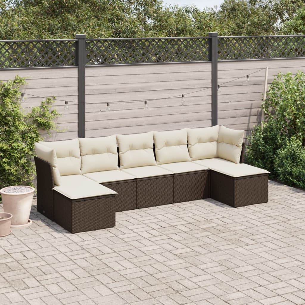 Set Divani da Giardino 7 pz con Cuscini in Polyrattan