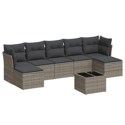 Set Divano da Giardino 8 pz con Cuscini Grigio in Polyrattan - homemem39