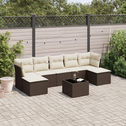 Set Divani da Giardino 8 pz con Cuscini Marrone in Polyrattan - homemem39