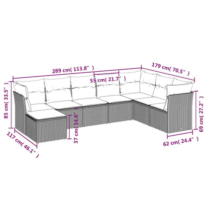 Set Divani da Giardino con Cuscini 8 pz Nero in Polyrattan | homemem39