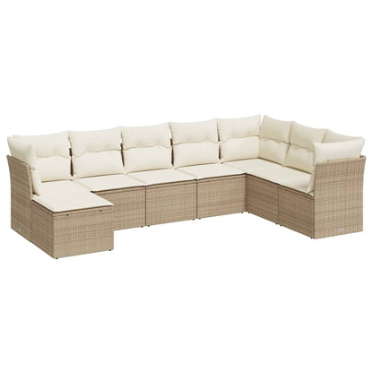 Set Divano da Giardino 8 pz con Cuscini Beige in Polyrattan | homemem39