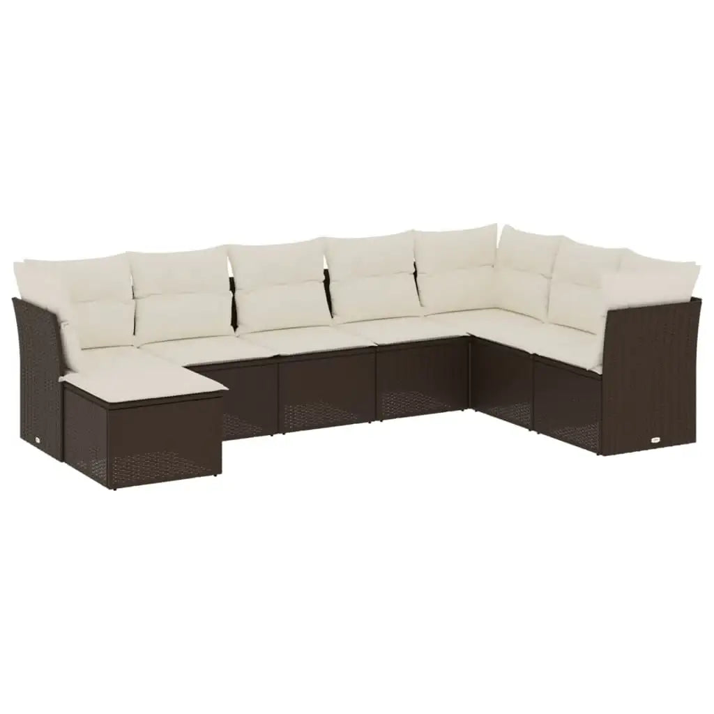Set Divani da Giardino 8 pz con Cuscini Marrone in Polyrattan - homemem39