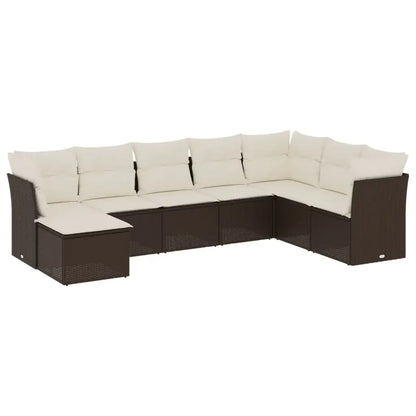 Set Divani da Giardino 8 pz con Cuscini Marrone in Polyrattan - homemem39