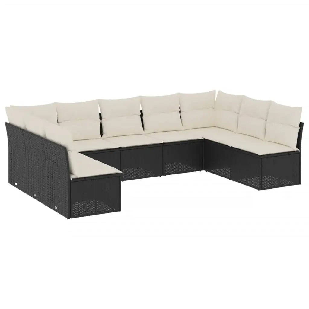 Set Divani da Giardino 9 pz con Cuscini Nero in Polyrattan - homemem39