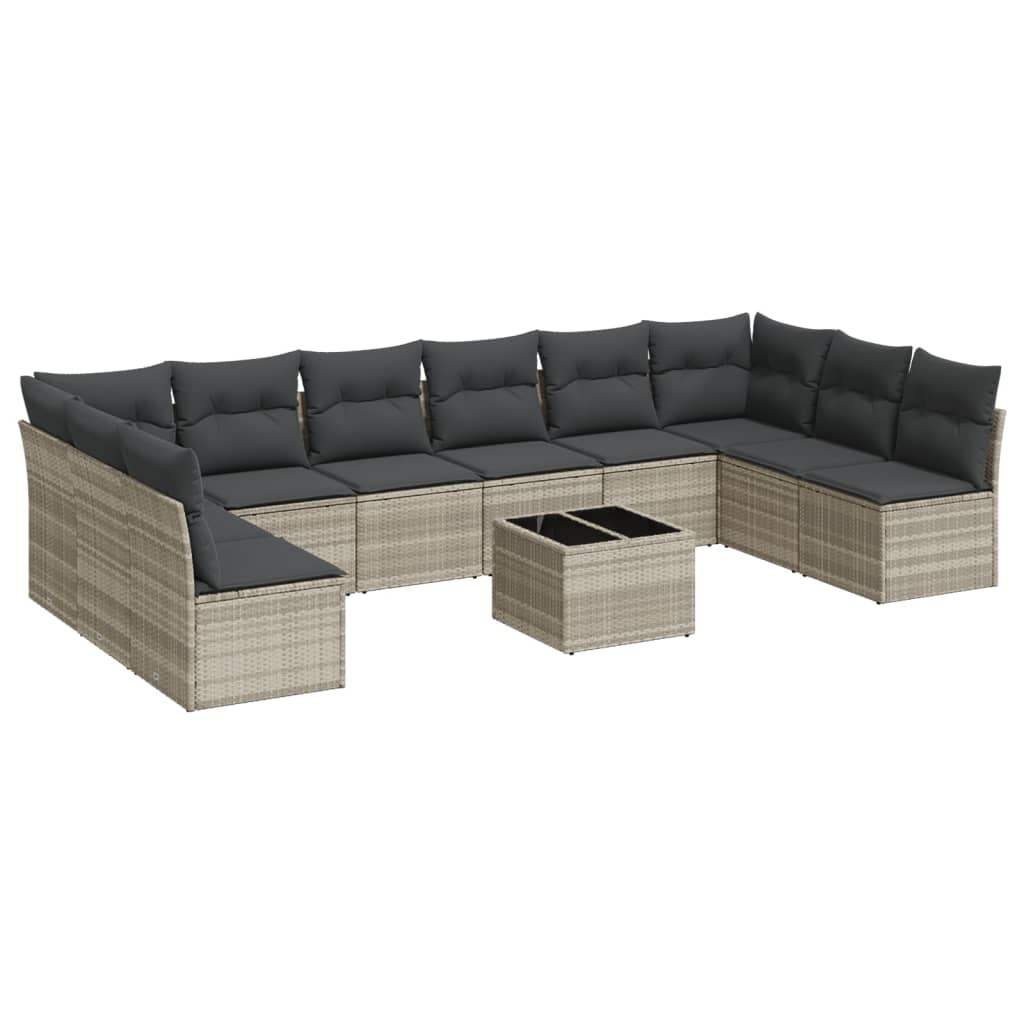 Set Divani da Giardino 11 pz con Cuscini in Polyrattan Grigio - homemem39