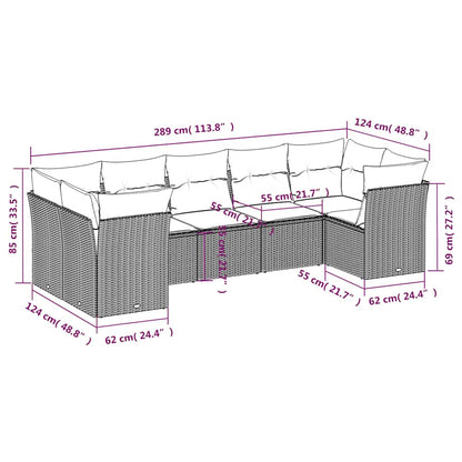 Set Divani da Giardino con Cuscini 7pz Nero Polyrattan | homemem39