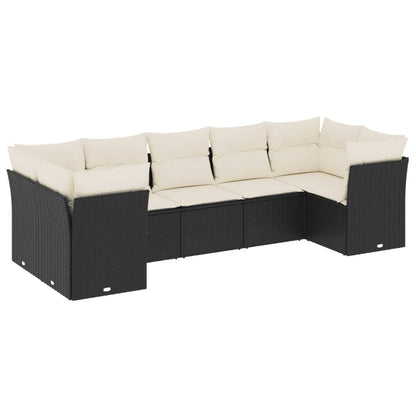 Set Divani da Giardino con Cuscini 7pz Nero Polyrattan | homemem39