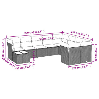 Set Divano da Giardino 10 pz con Cuscini Beige in Polyrattan | homemem39