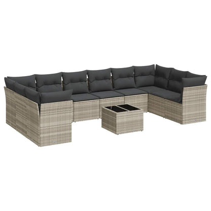 Set Divani da Giardino 11 pz con Cuscini in Polyrattan Grigio - homemem39