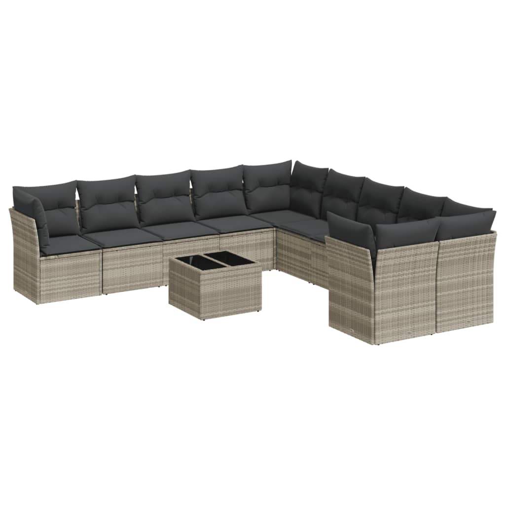 Set Divani da Giardino 11 pz con Cuscini in Polyrattan Grigio - homemem39