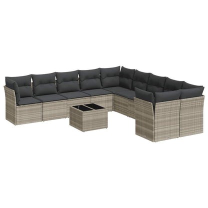 Set Divani da Giardino 11 pz con Cuscini in Polyrattan Grigio - homemem39