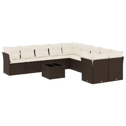 Set Divani da Giardino 11 pz con Cuscini Polyrattan Marrone - homemem39