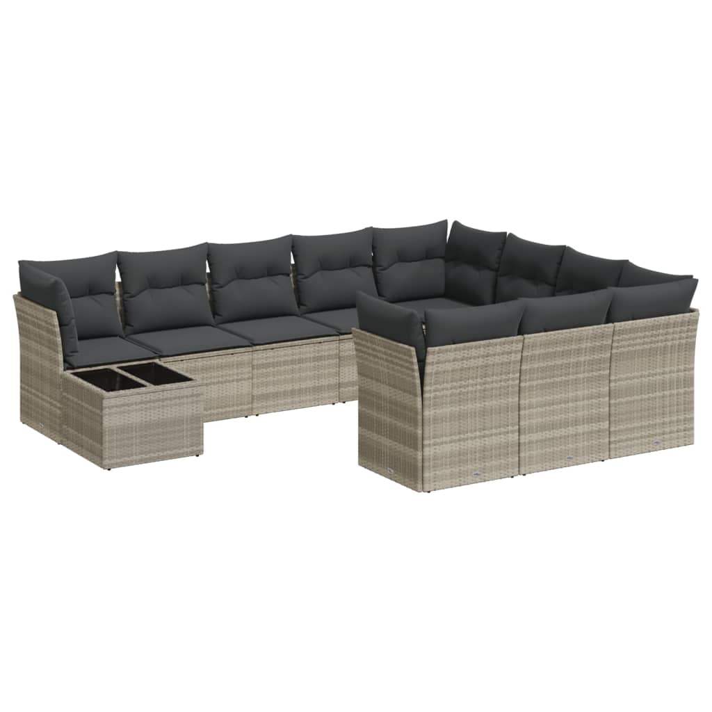 Set Divani da Giardino 11 pz con Cuscini in Polyrattan Grigio - homemem39