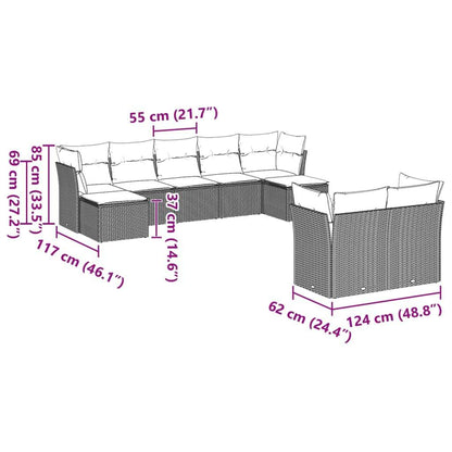 Set Divano da Giardino 9pz con Cuscini Grigio Chiaro Polyrattan - homemem39
