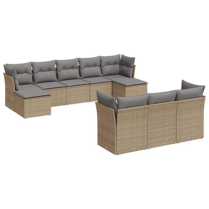 Set Divano da Giardino 10 pz con Cuscini Beige in Polyrattan - homemem39