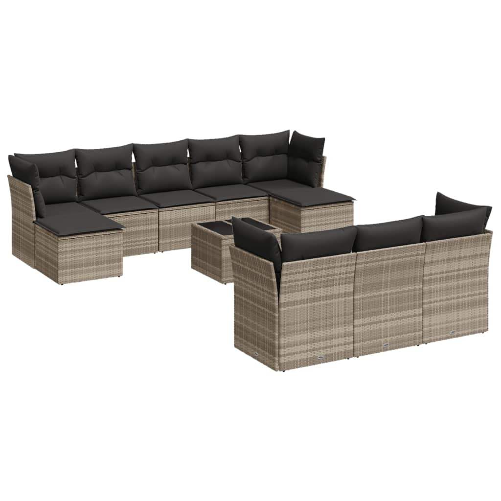 Set Divani da Giardino 11 pz con Cuscini in Polyrattan Grigio - homemem39