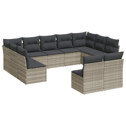Set Divani da Giardino 11 pz con Cuscini in Polyrattan Grigio - homemem39
