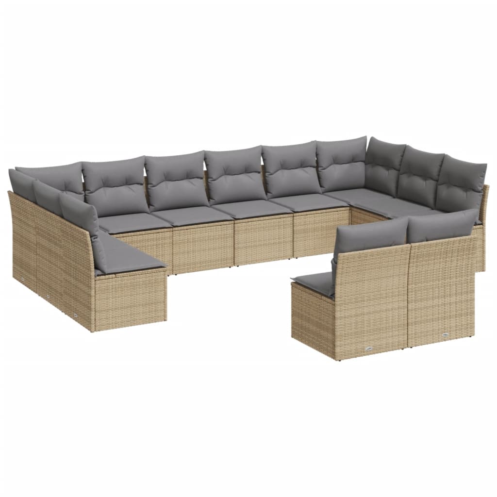 Set Divani da Giardino 12 pz con Cuscini Beige in Polyrattan | homemem39