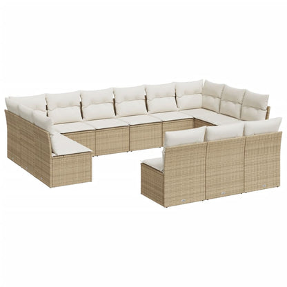 Set Divano da Giardino 13 pz con Cuscini Beige in Polyrattan | homemem39