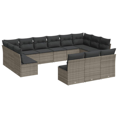 Set Divani da Giardino 13 pz con Cuscini Grigio in Polyrattan | homemem39