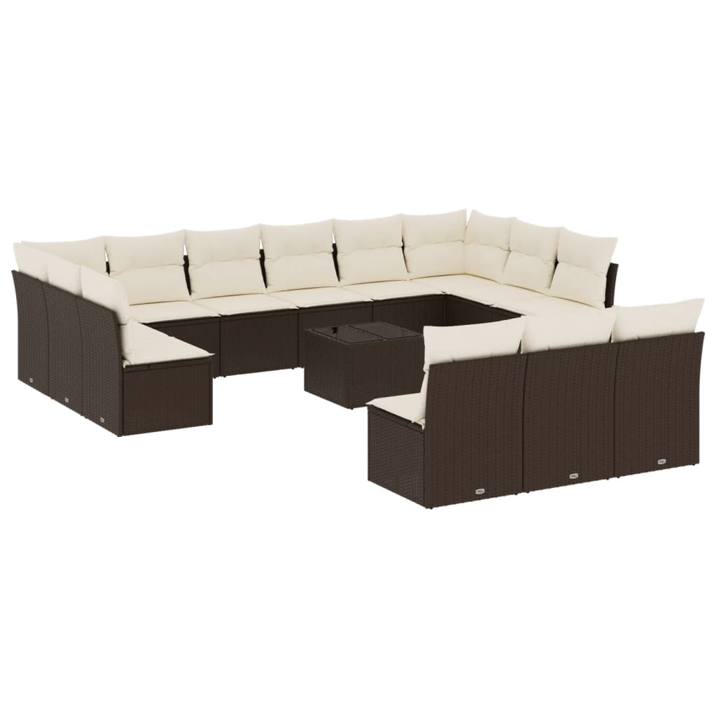 Set Divani da Giardino 14pz con Cuscini in Polyrattan