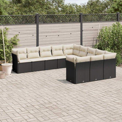 Set Divani da Giardino 11 pz con Cuscini in Polyrattan Nero - homemem39