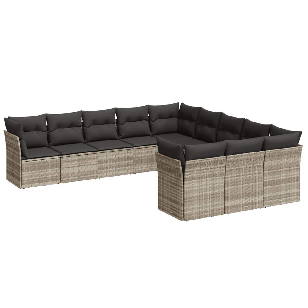Set Divani da Giardino 11 pz con Cuscini in Polyrattan Grigio - homemem39