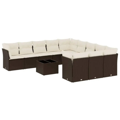 Set Divani da Giardino 12 pz con Cuscini Marrone in Polyrattan - homemem39
