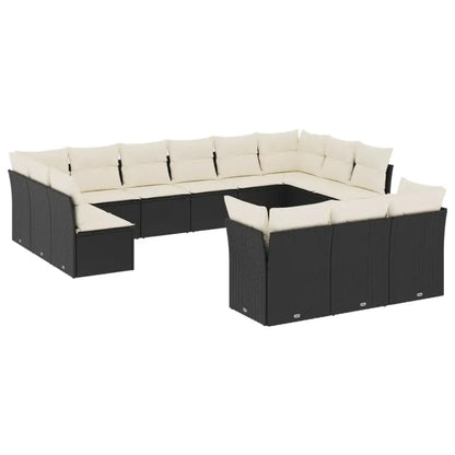 Set Divani da Giardino 13pz con Cuscini Nero in Polyrattan - homemem39