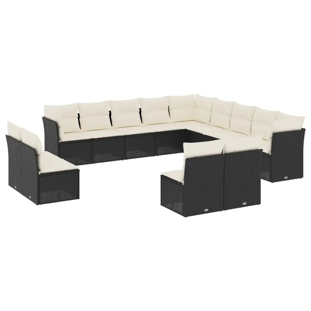 Set Divani da Giardino 13pz con Cuscini Nero in Polyrattan - homemem39