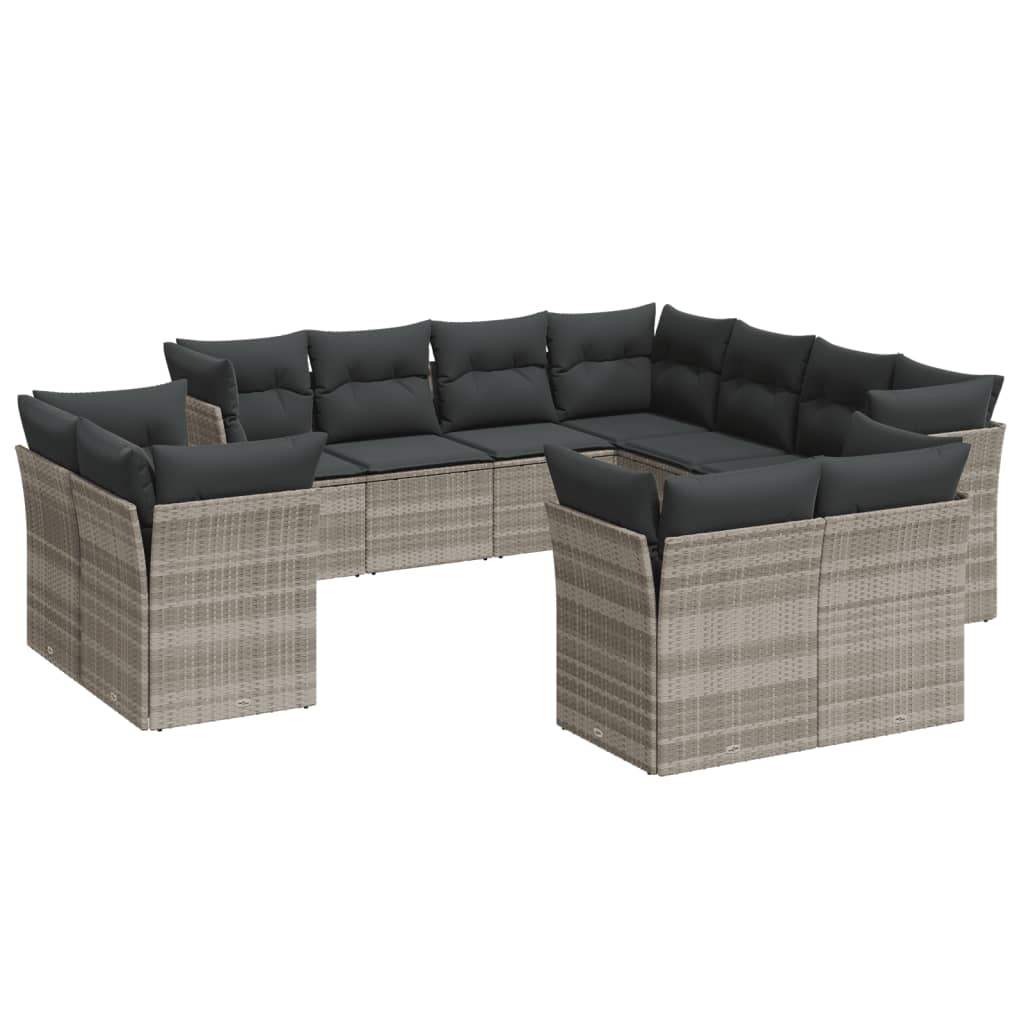 Set Divani da Giardino 11 pz con Cuscini in Polyrattan Grigio - homemem39