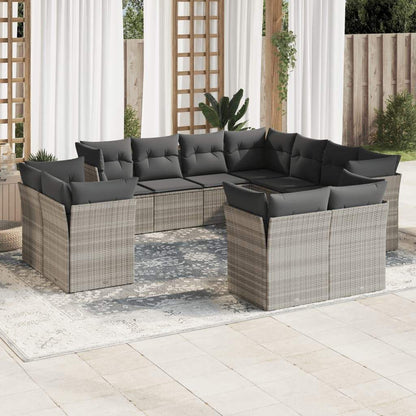 Set Divani da Giardino 11 pz con Cuscini in Polyrattan Grigio - homemem39