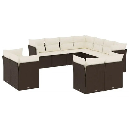 Set Divani da Giardino 11 pz con Cuscini Polyrattan Marrone - homemem39