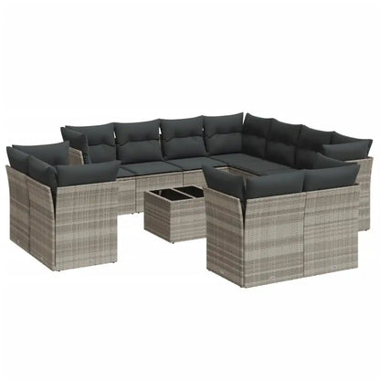 Set Divano Giardino 12 pz con Cuscini Grigio Chiaro Polyrattan - homemem39