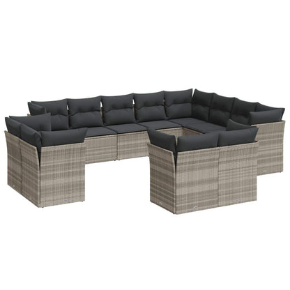 Set Divano Giardino 12 pz con Cuscini Grigio Chiaro Polyrattan - homemem39