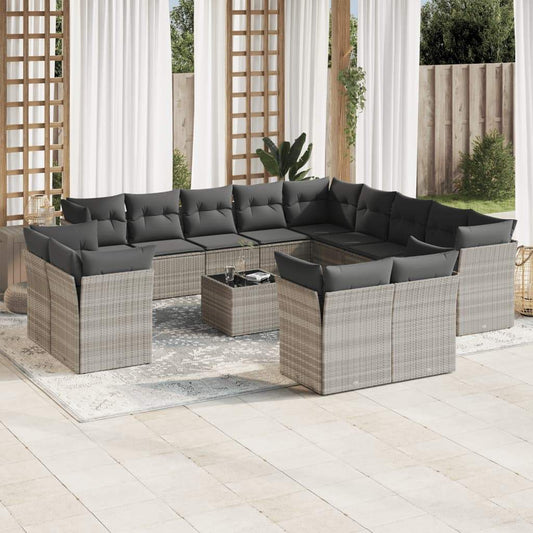 Set Divani da Giardino 14pz con Cuscini in Polyrattan - homemem39