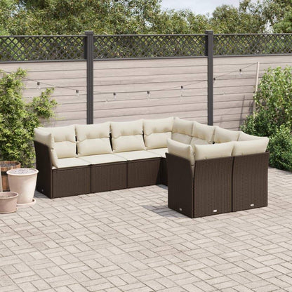 Set Divani da Giardino 8 pz con Cuscini Marrone in Polyrattan - homemem39