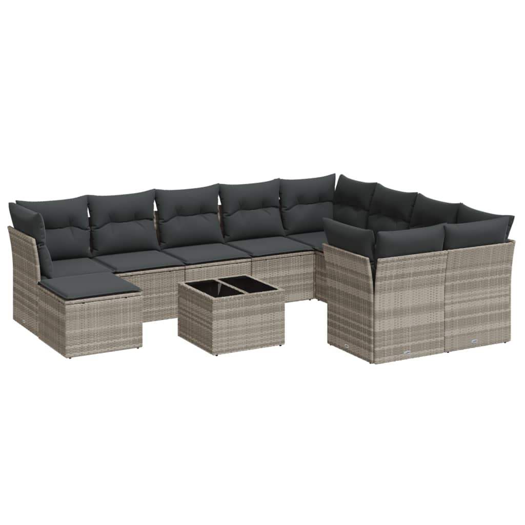 Set Divani da Giardino 11 pz con Cuscini in Polyrattan Grigio - homemem39