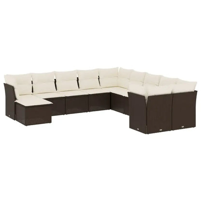 Set Divani da Giardino 11 pz con Cuscini Polyrattan Marrone - homemem39