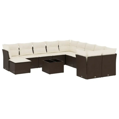 Set Divani da Giardino 12 pz con Cuscini Marrone in Polyrattan - homemem39