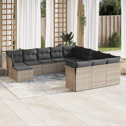 Set Divani da Giardino 12 pz con Cuscini Grigio in Polyrattan - homemem39