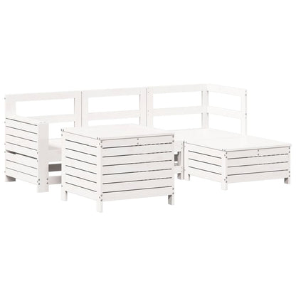 Set Salotto da Giardino 5 pz Bianco in Legno Massello di Pino