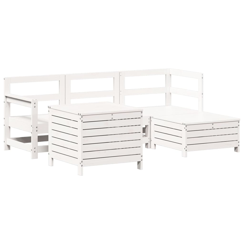 Set Salotto da Giardino 5 pz Bianco in Legno Massello di Pino - homemem39