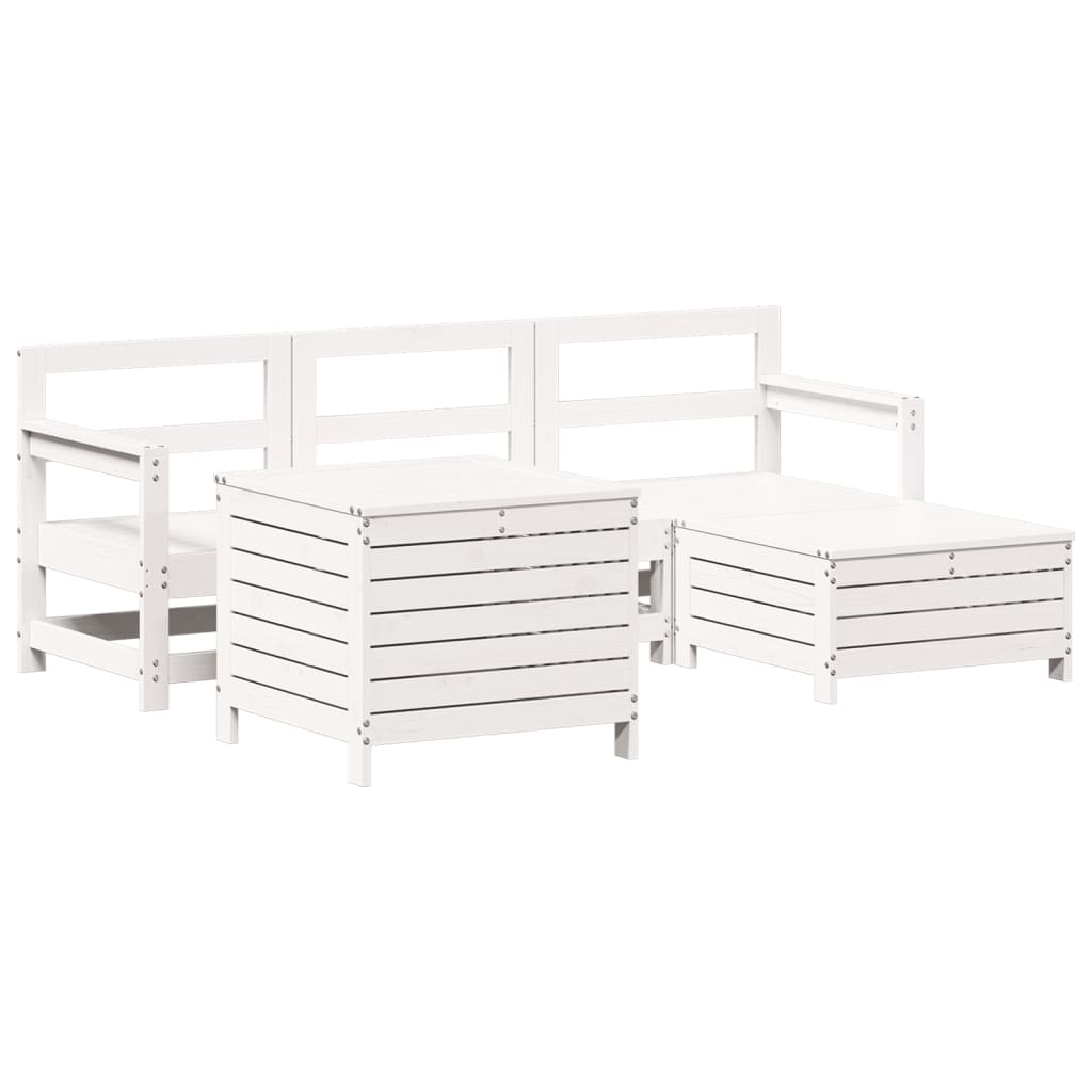 Set Salotto da Giardino 5 pz Bianco in Legno Massello di Pino - homemem39