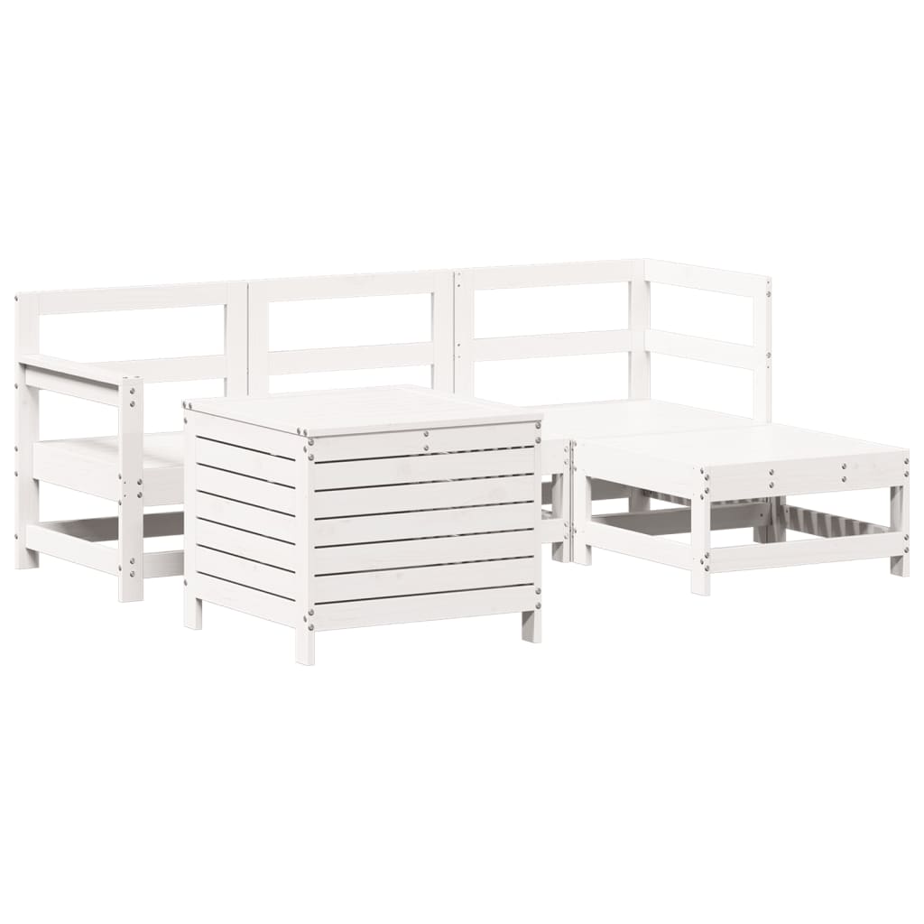 Set Salotto da Giardino 5 pz Bianco in Legno Massello di Pino - homemem39