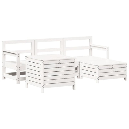 Set Salotto da Giardino 5 pz Bianco in Legno Massello di Pino - homemem39